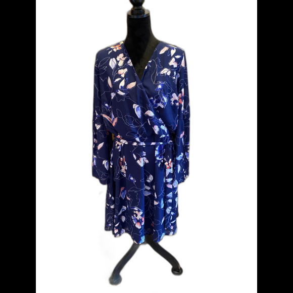 Westport Wrap Dress Plus Size 22 Navy  Elastic Waist & Long Sleeves Flattering - Picture 1 of 7